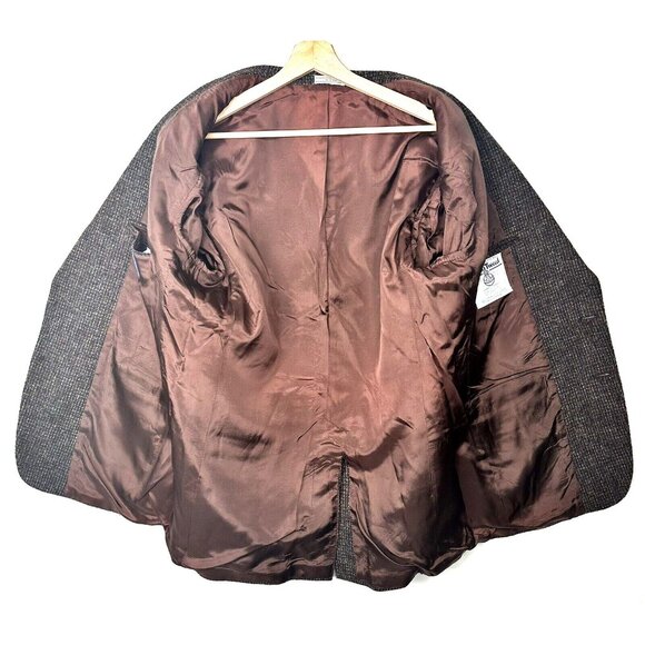 Vintage Harris Tweed Wool Blazer Mens Sport Coat Two Button Jacket Brown 42 T - Picture 9 of 16